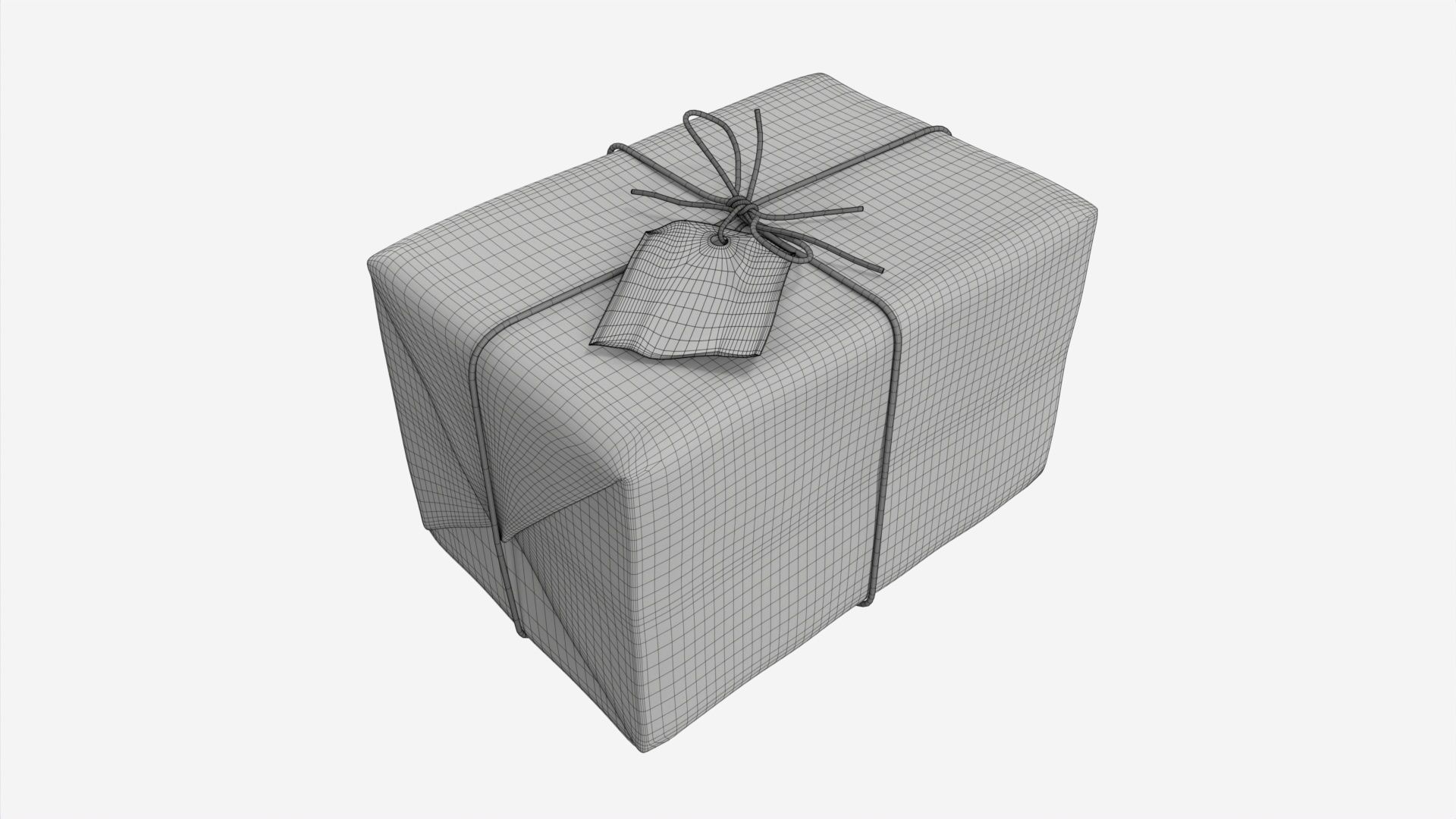 Parcel wrapped in kraft paper 3D model_5