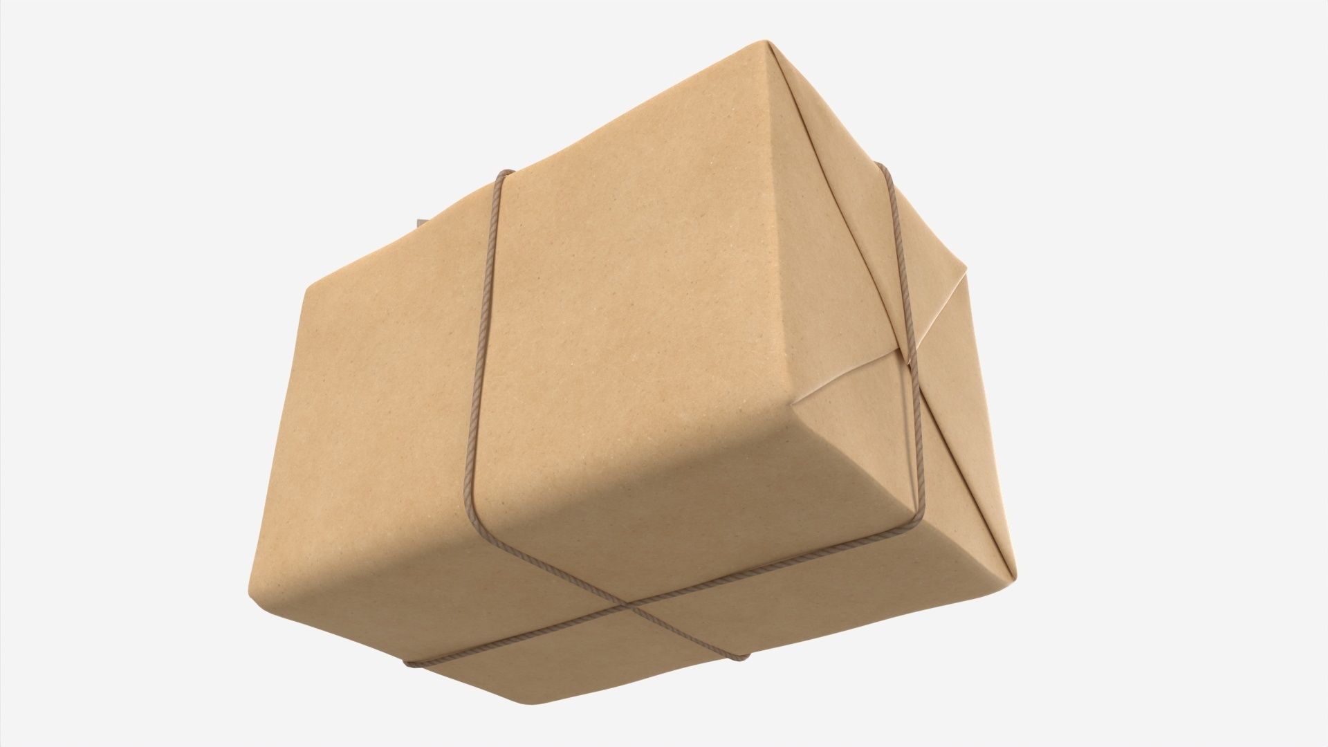 Parcel wrapped in kraft paper 3D model_3