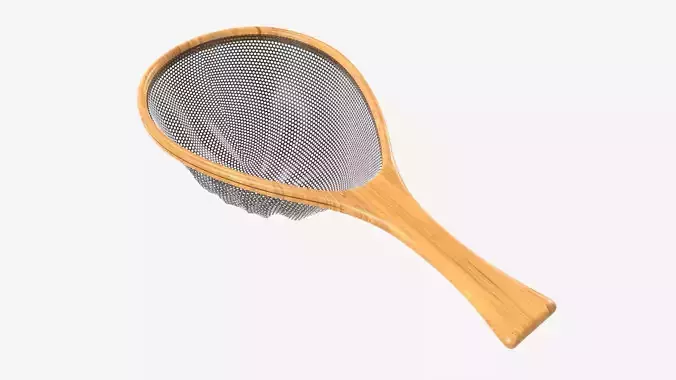 Wooden fly fishing net 3D model