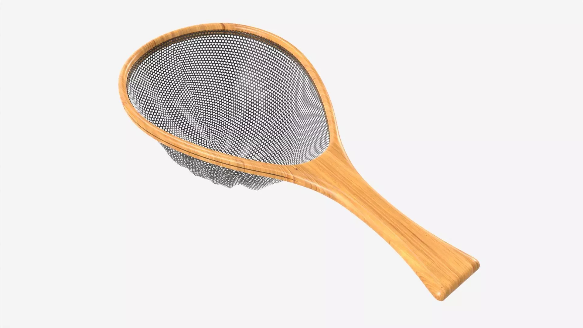 Wooden fly fishing net 3D model_0