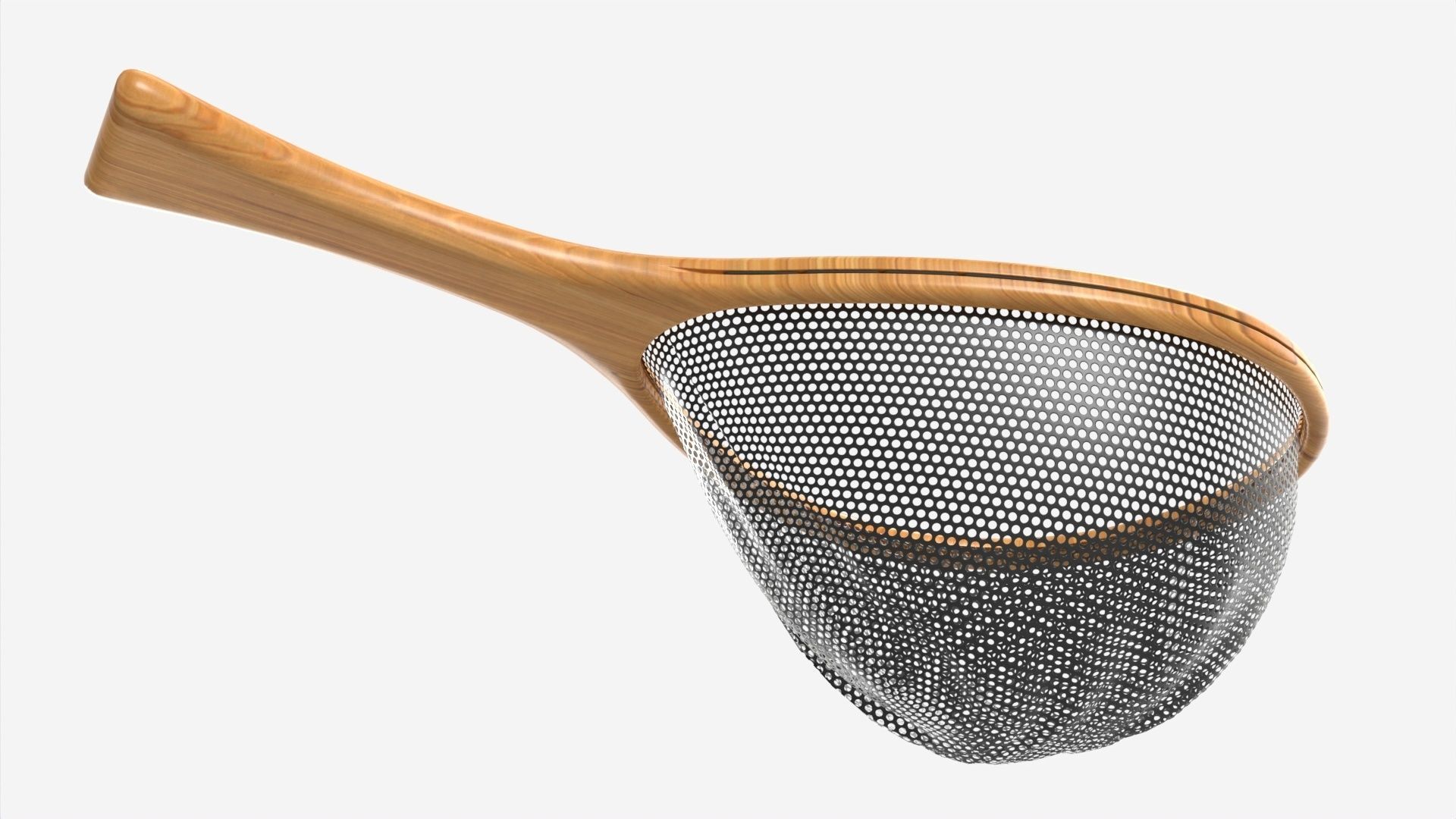 Wooden fly fishing net 3D model_2