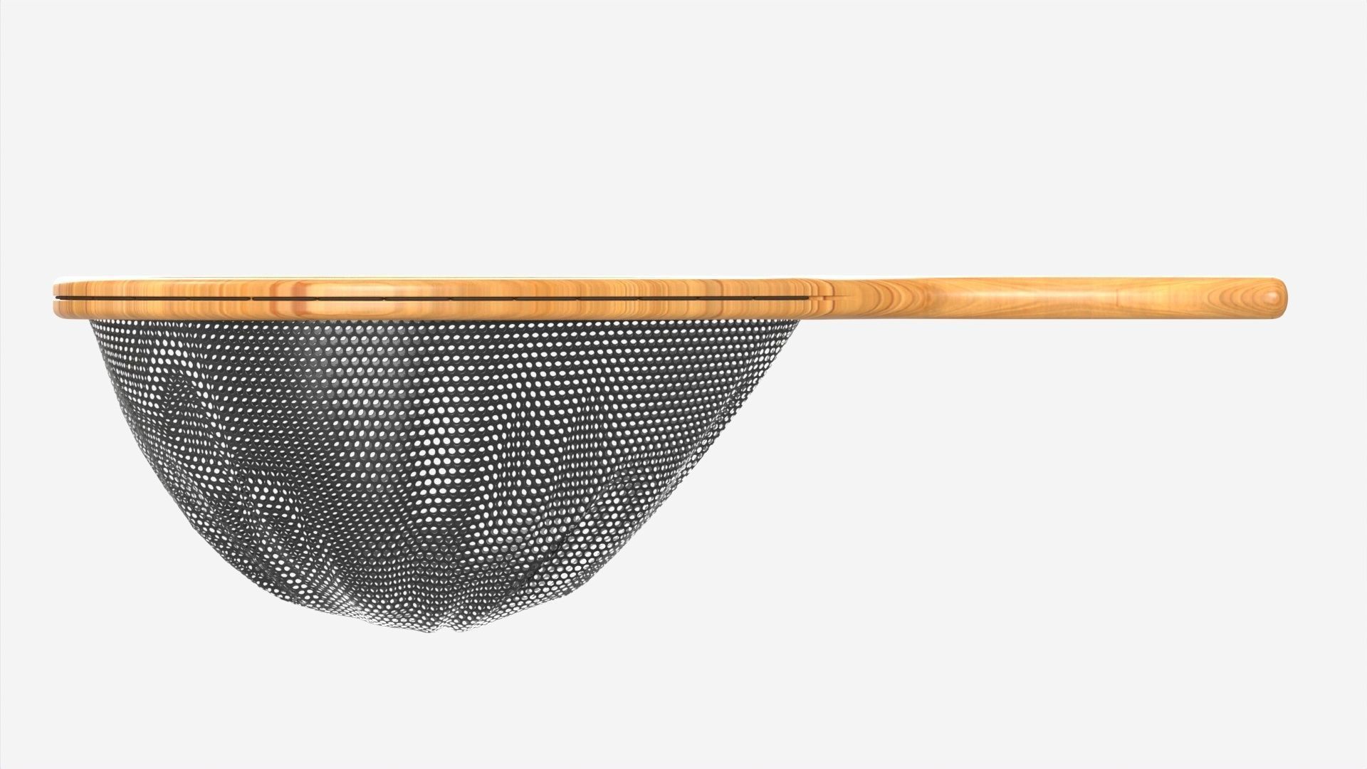 Wooden fly fishing net 3D model_4