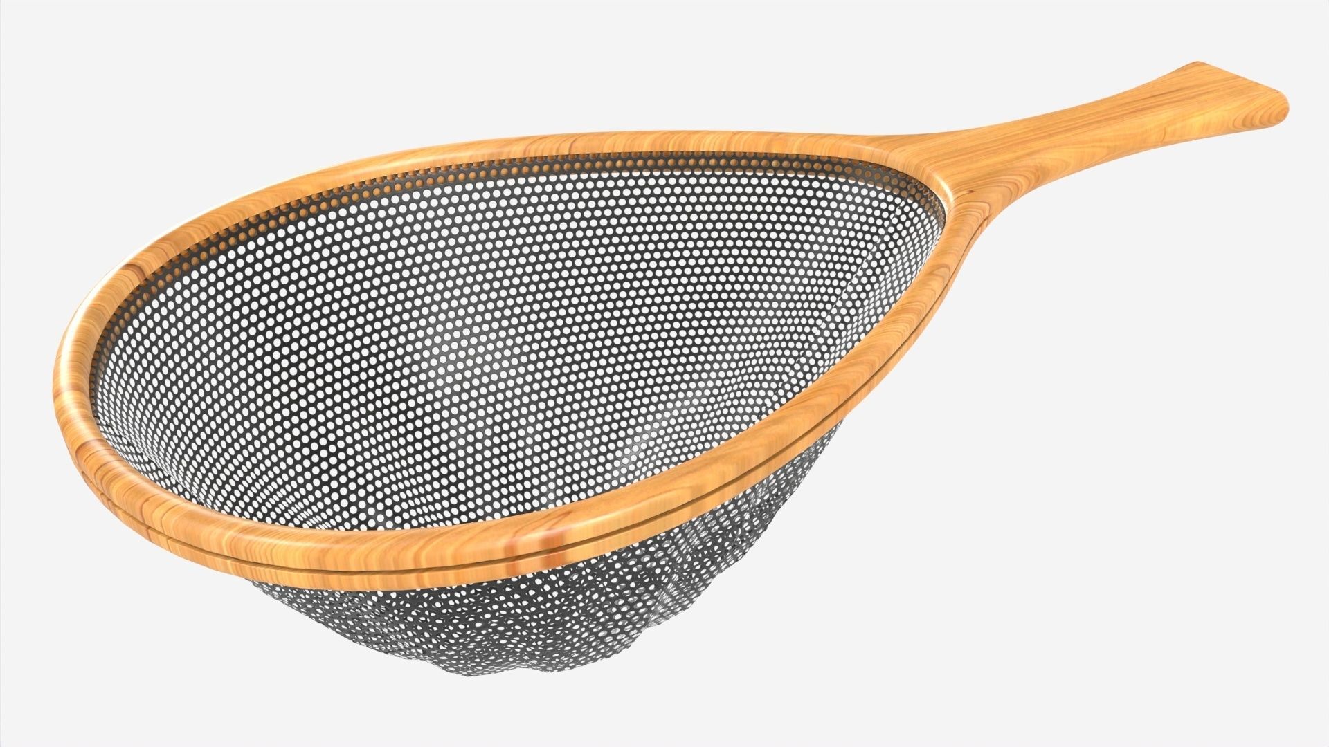 Wooden fly fishing net 3D model_3