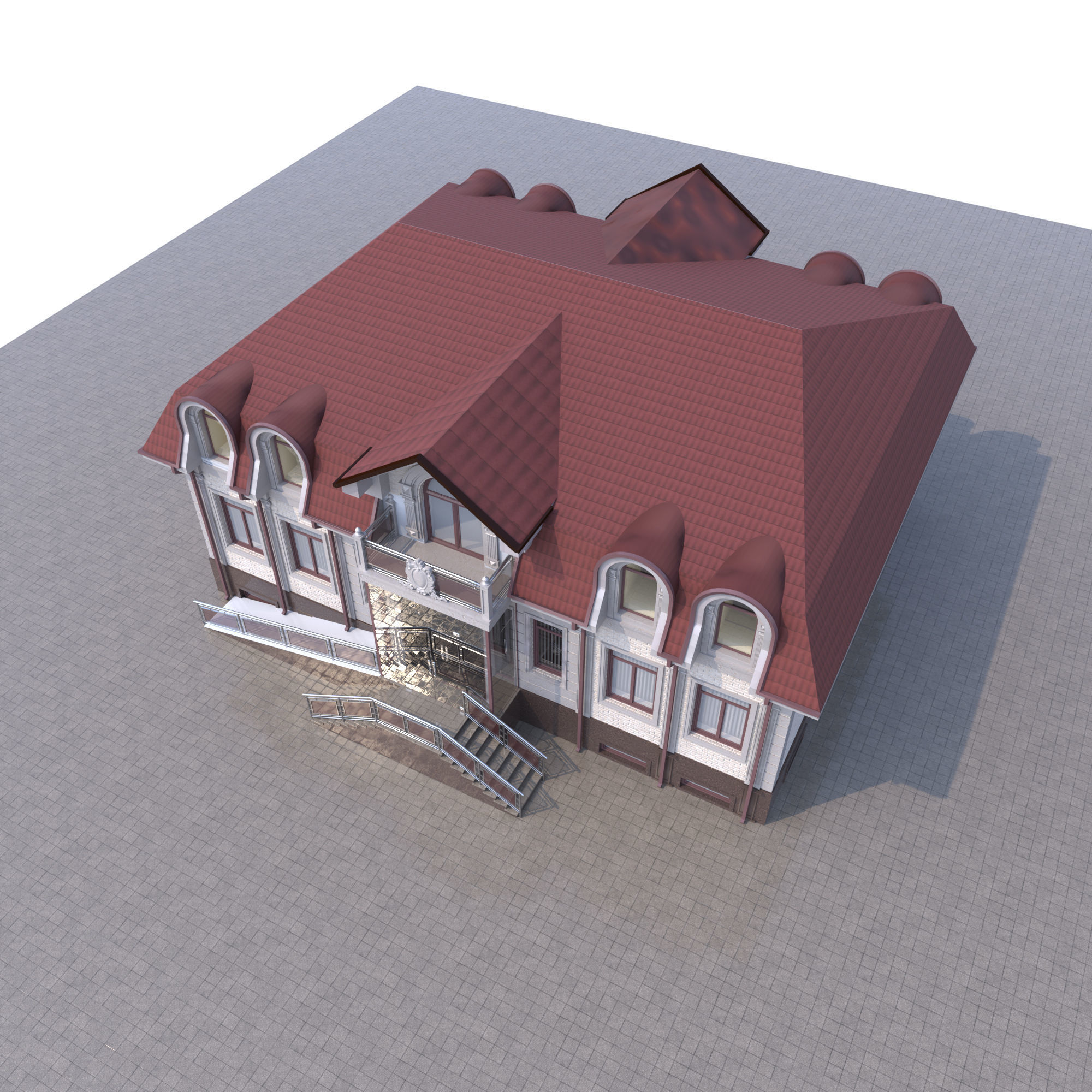 building house with stairs 3D model_4