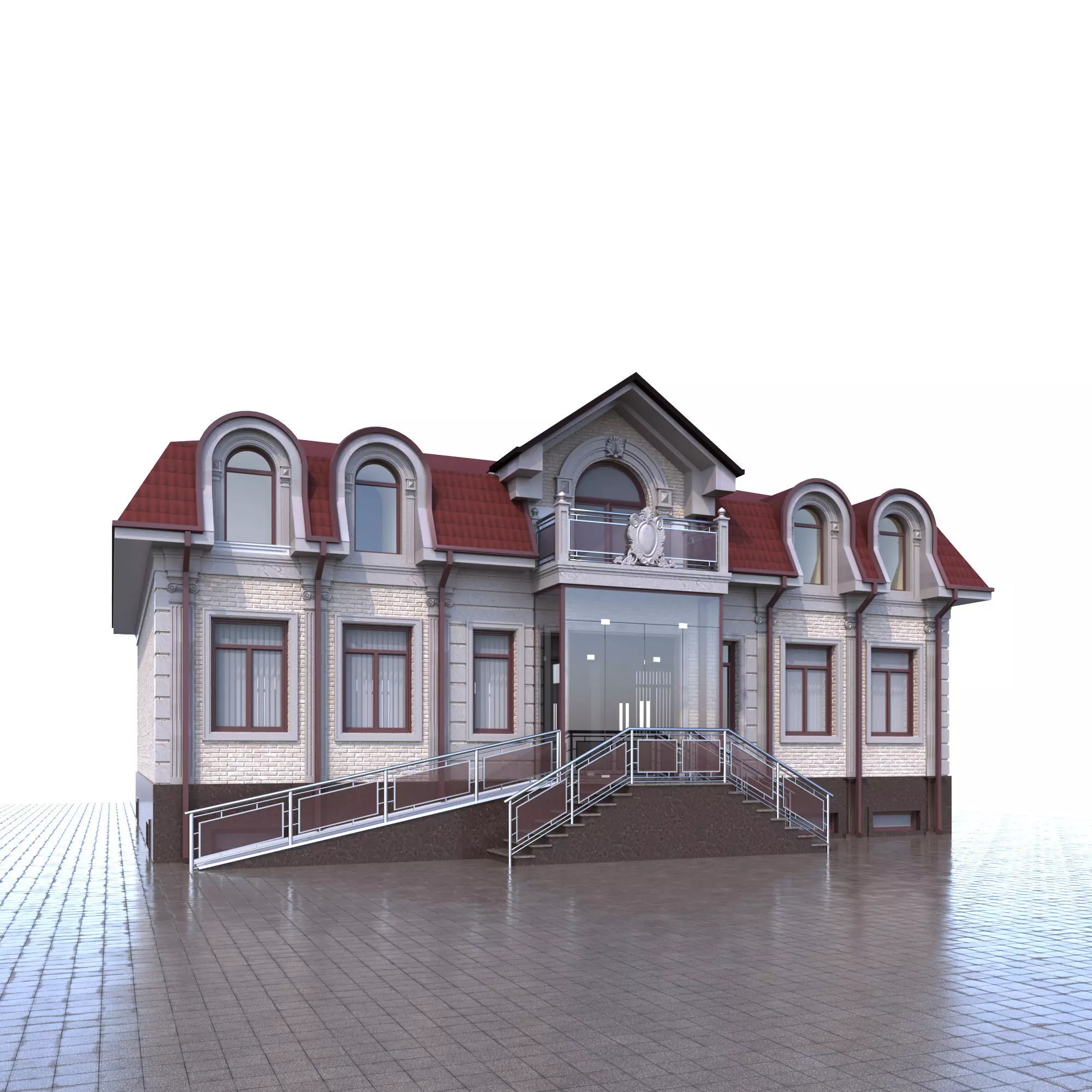 building house with stairs 3D model_0