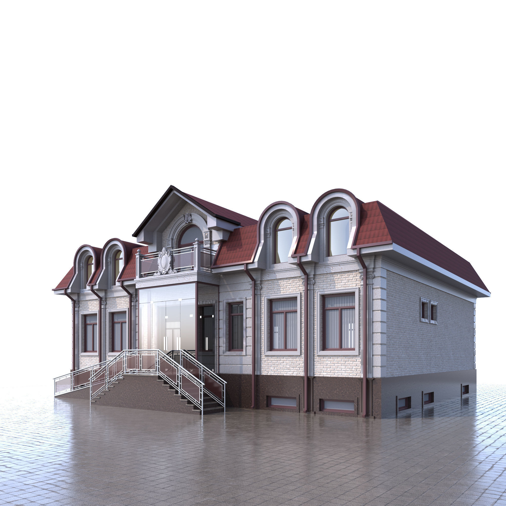 building house with stairs 3D model_2