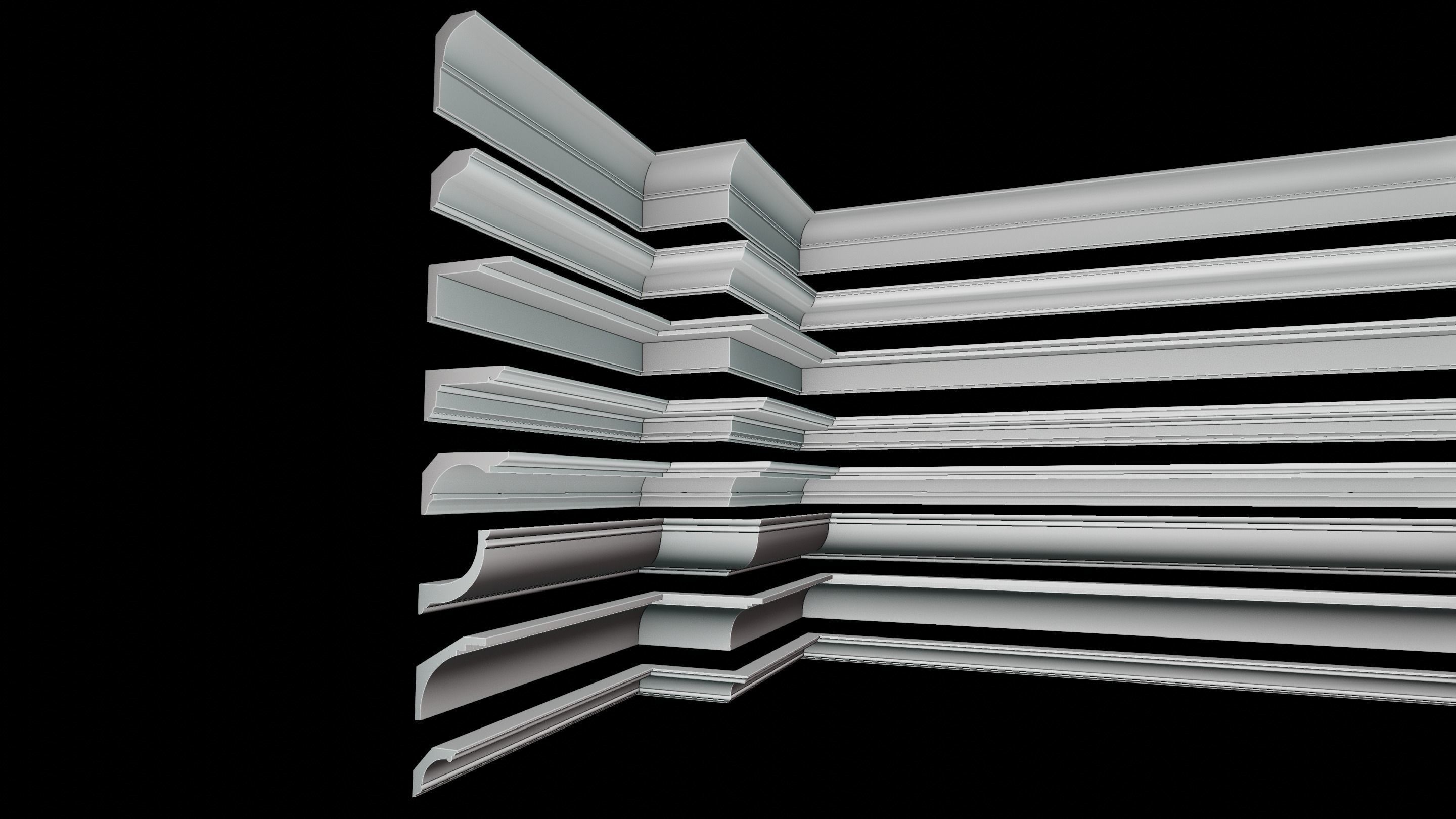 Plaster Cornice Pack Low-poly 3D model_2