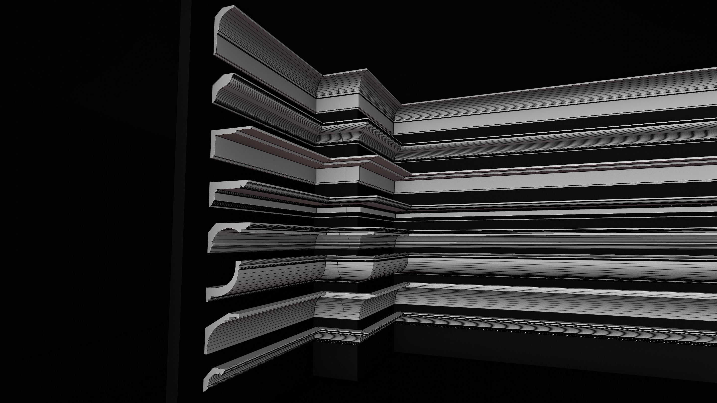 Plaster Cornice Pack Low-poly 3D model_1