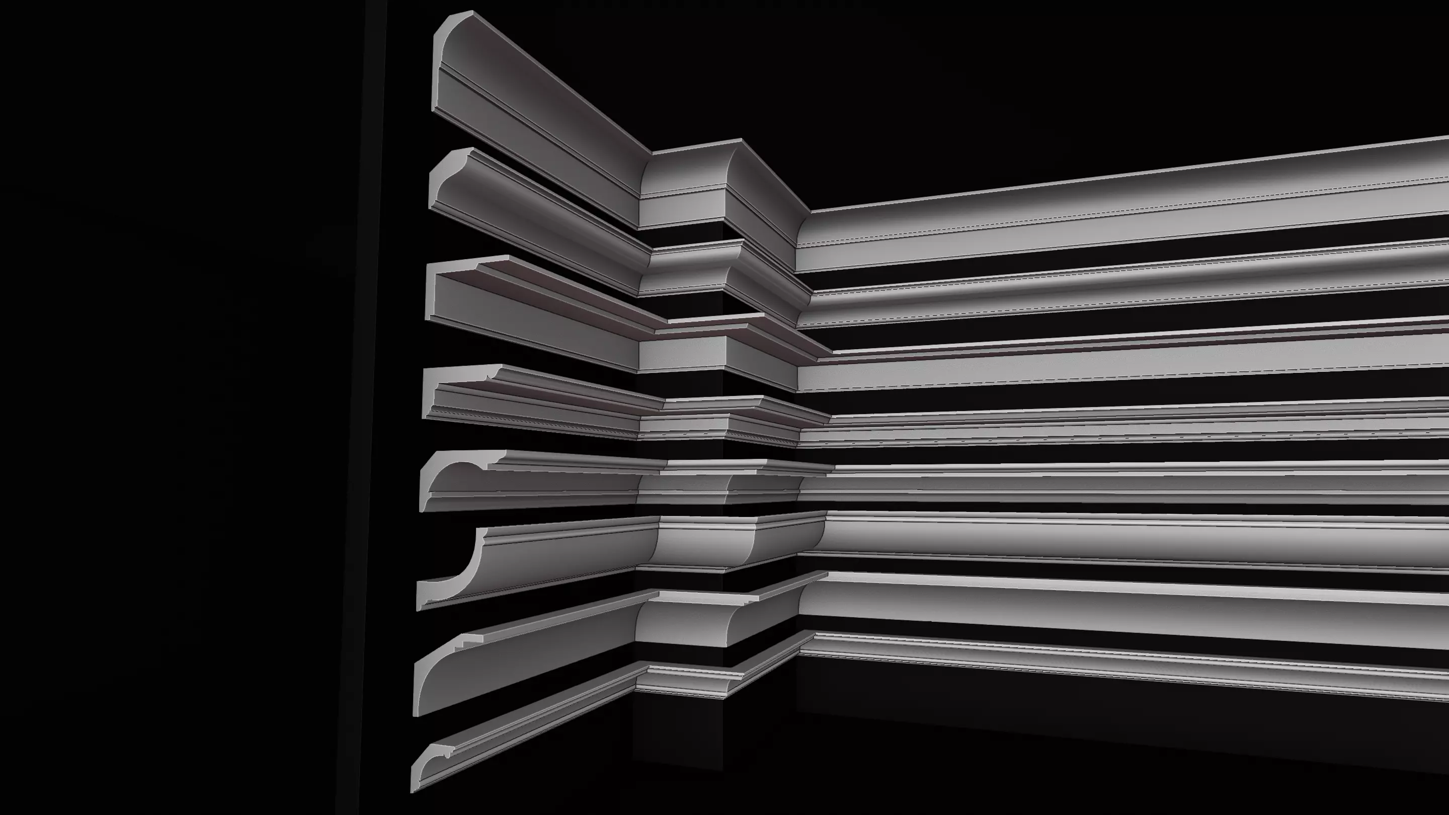 Plaster Cornice Pack Low-poly 3D model_0