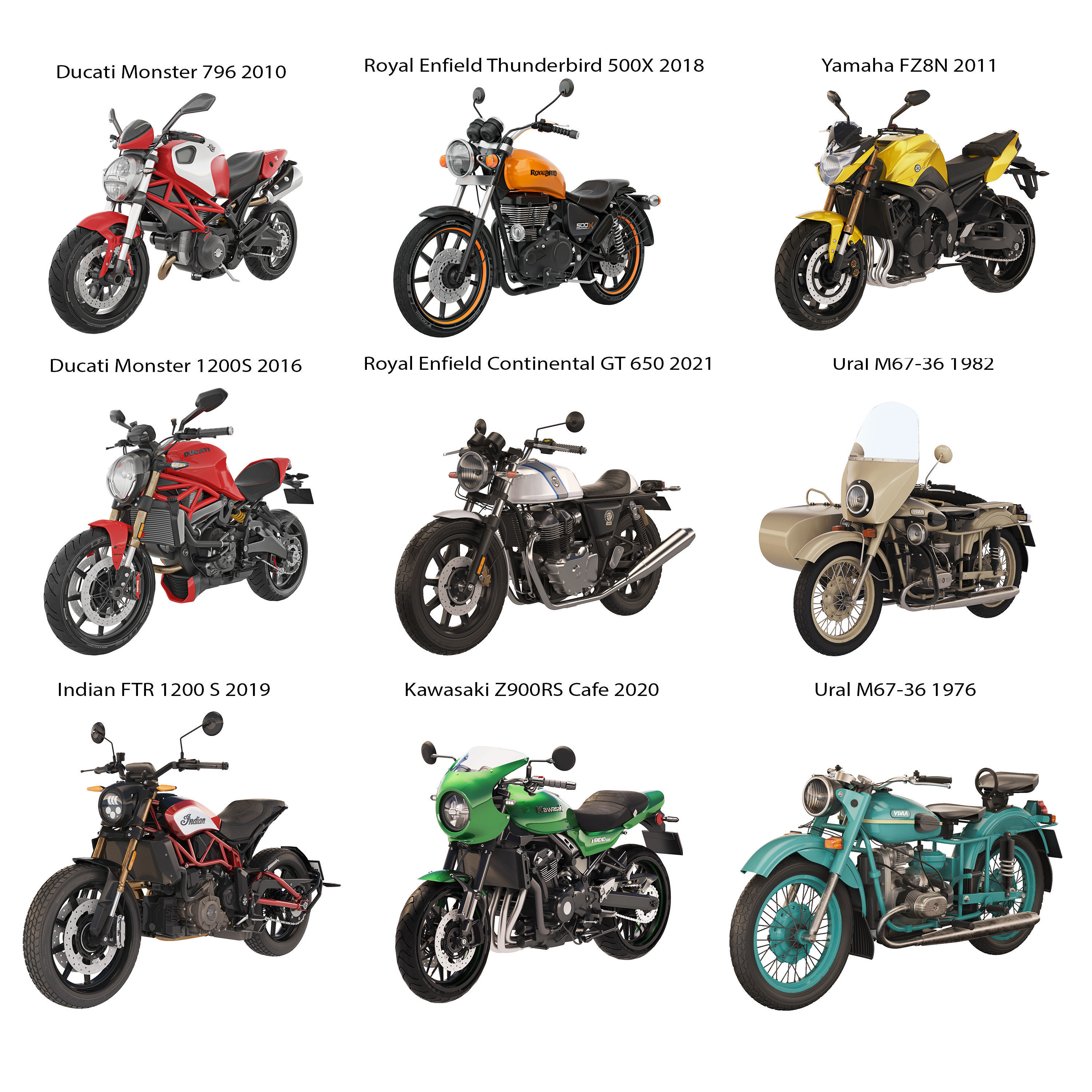 Collection of top motorcycles CGTrader