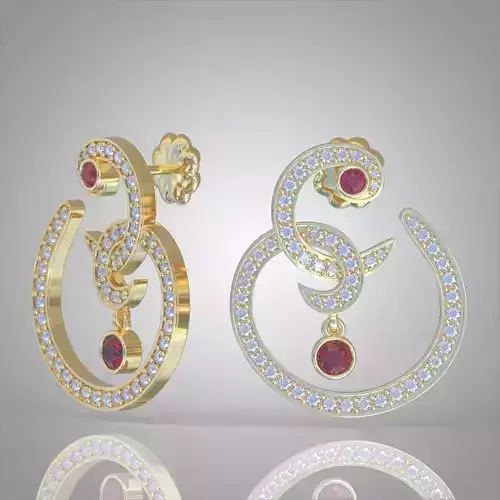 Earring 3D model 3D printable model 0007-10 3D print model