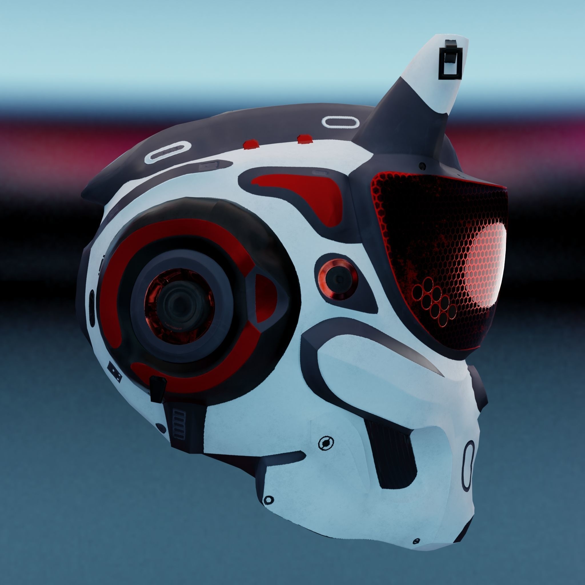 SCI-FI Helmet Low-poly 3D model_3
