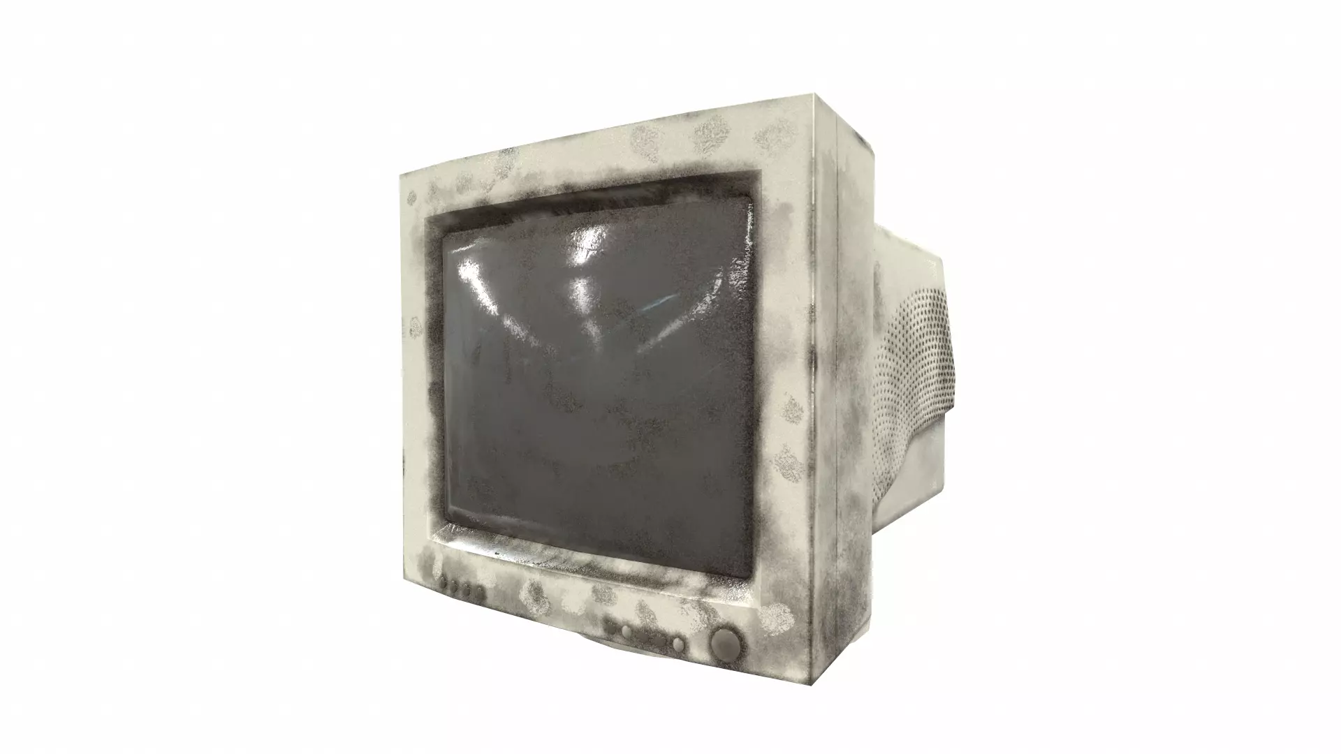 Vintage crt tube computer monitor display  da1 Low-poly 3D model_0