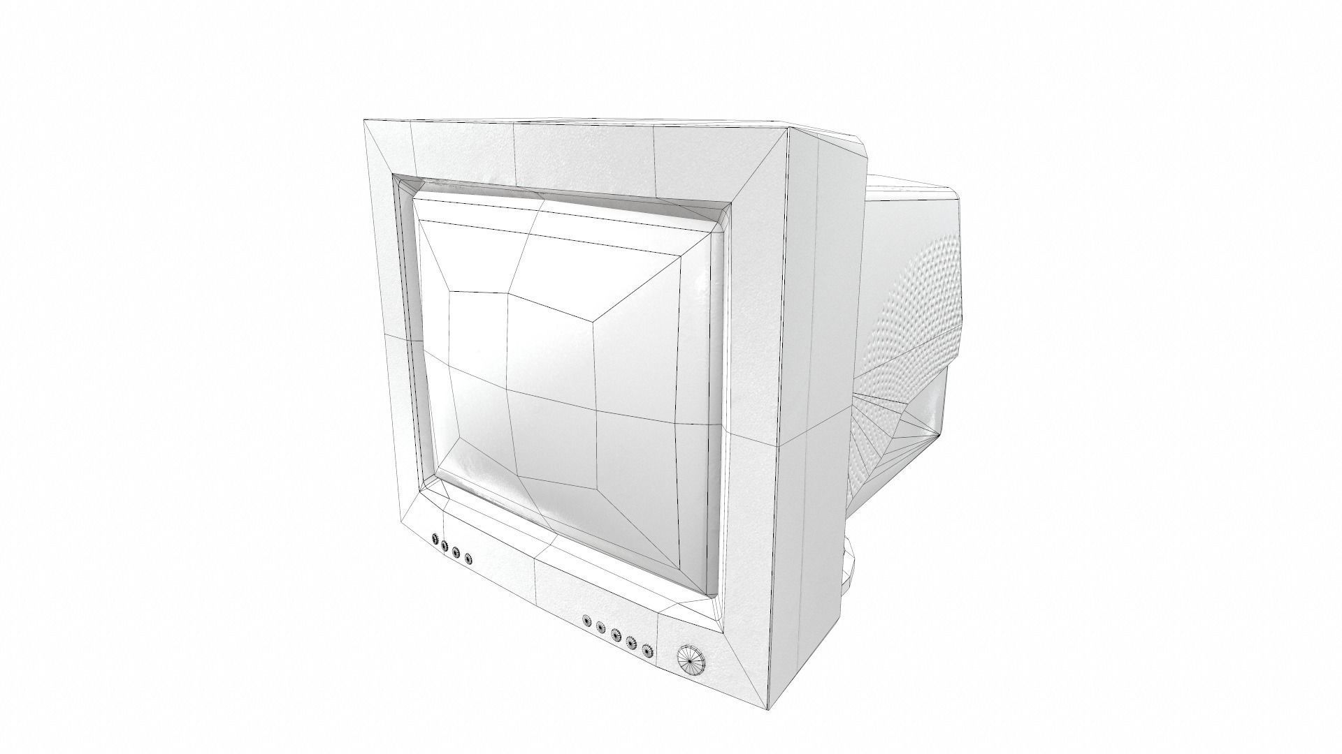Vintage crt tube computer monitor display  da1 Low-poly 3D model_5