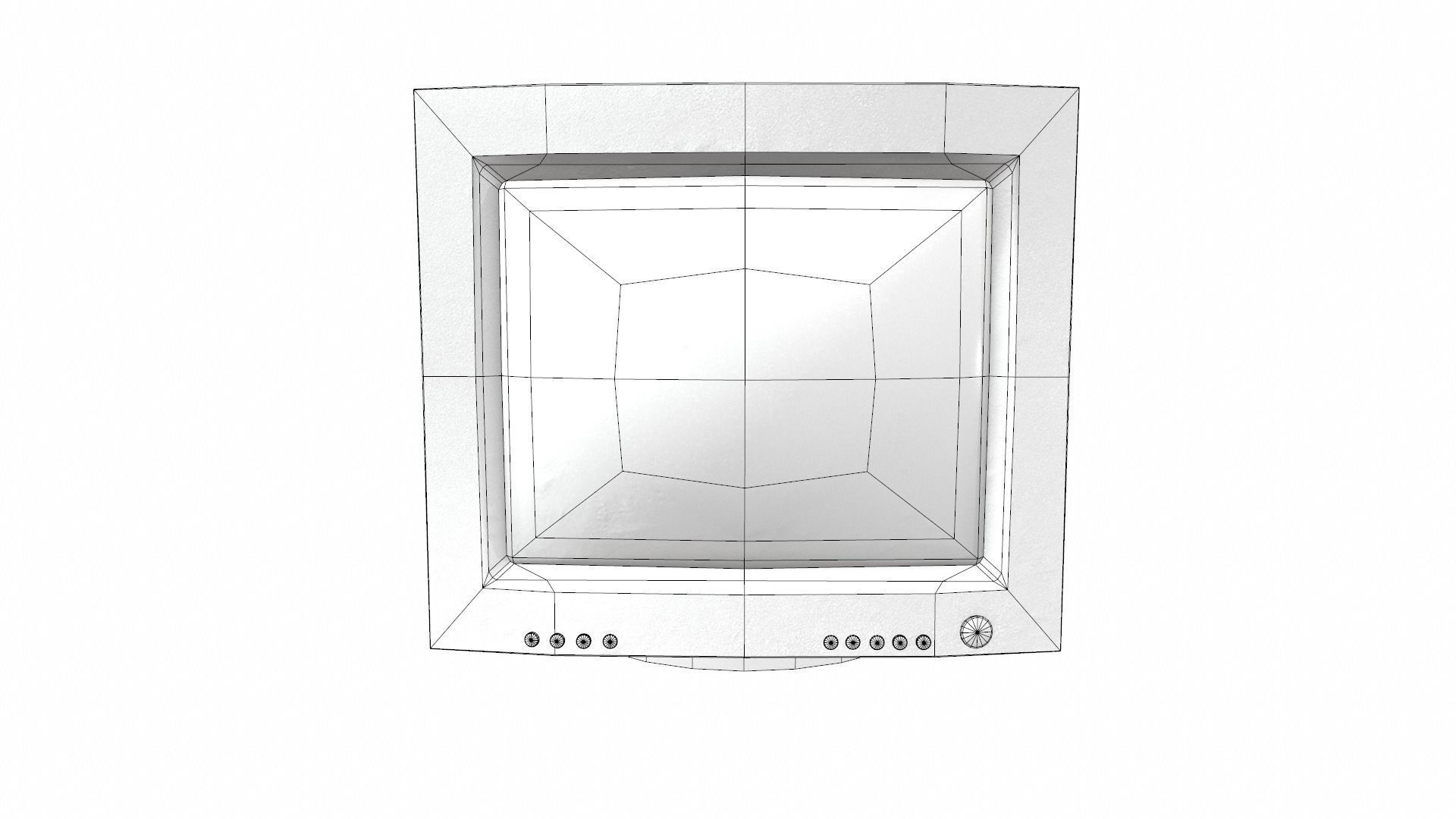 Vintage crt tube computer monitor display  da1 Low-poly 3D model_6