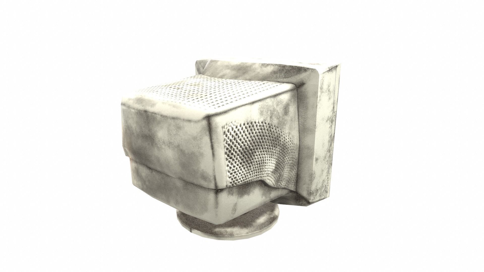 Vintage crt tube computer monitor display  da1 Low-poly 3D model_2