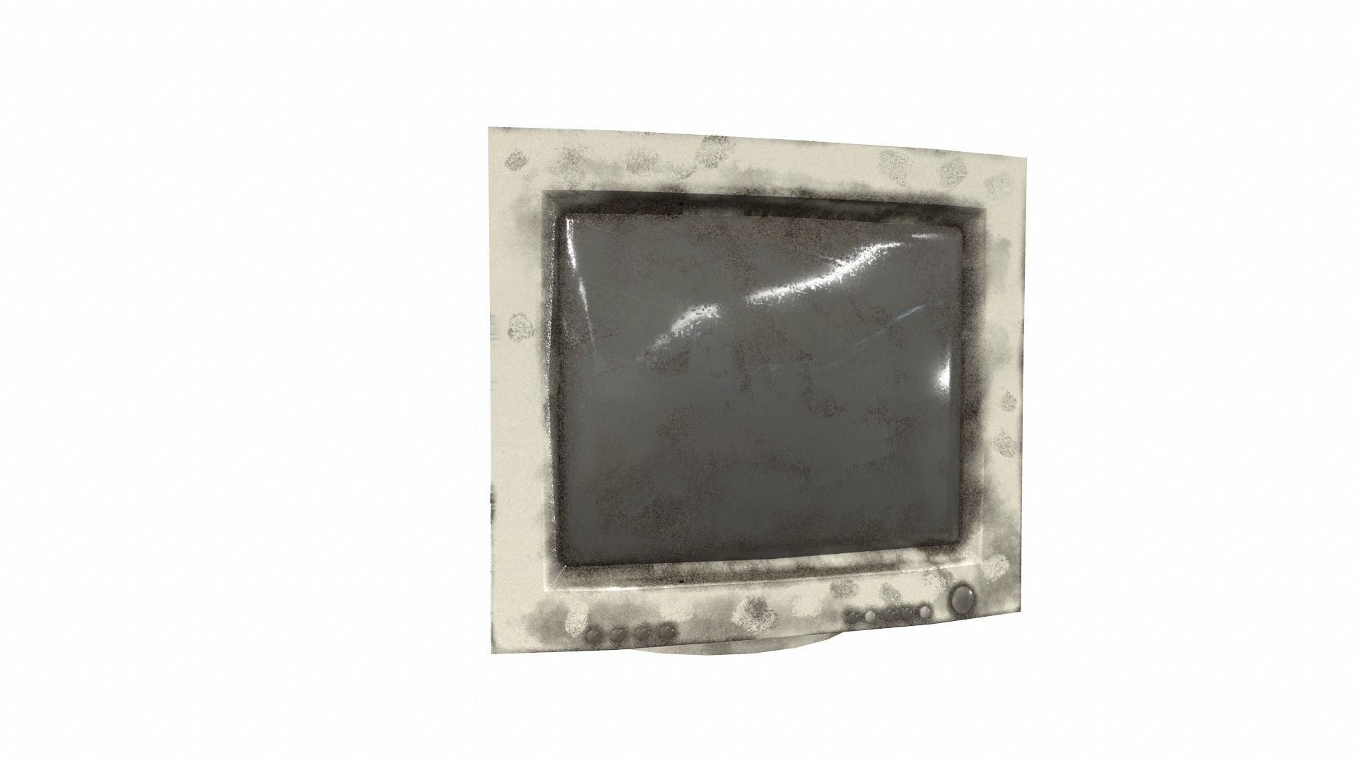 Vintage crt tube computer monitor display  da1 Low-poly 3D model_1