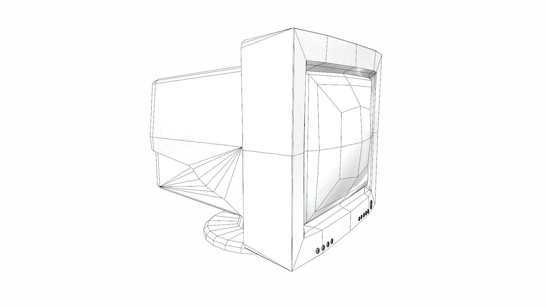Vintage crt tube computer monitor display  da1 Low-poly 3D model_7