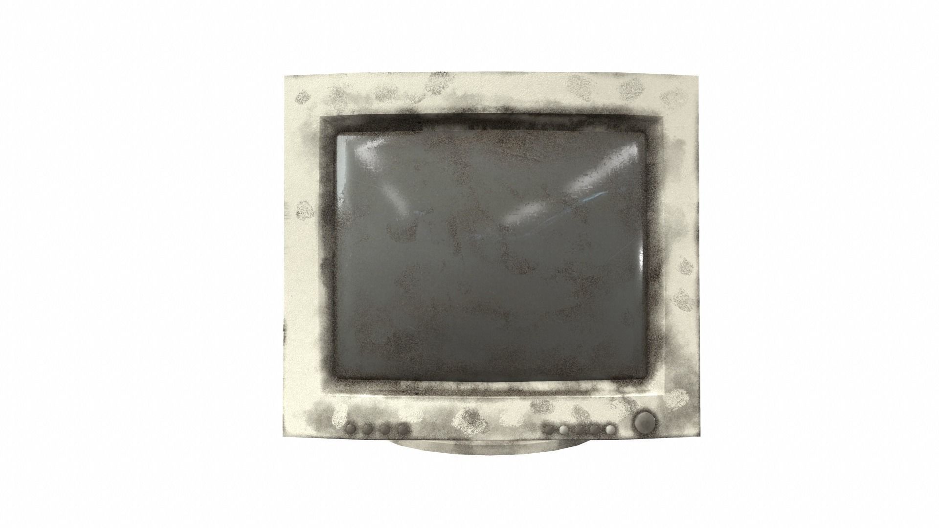 Vintage crt tube computer monitor display  da1 Low-poly 3D model_4