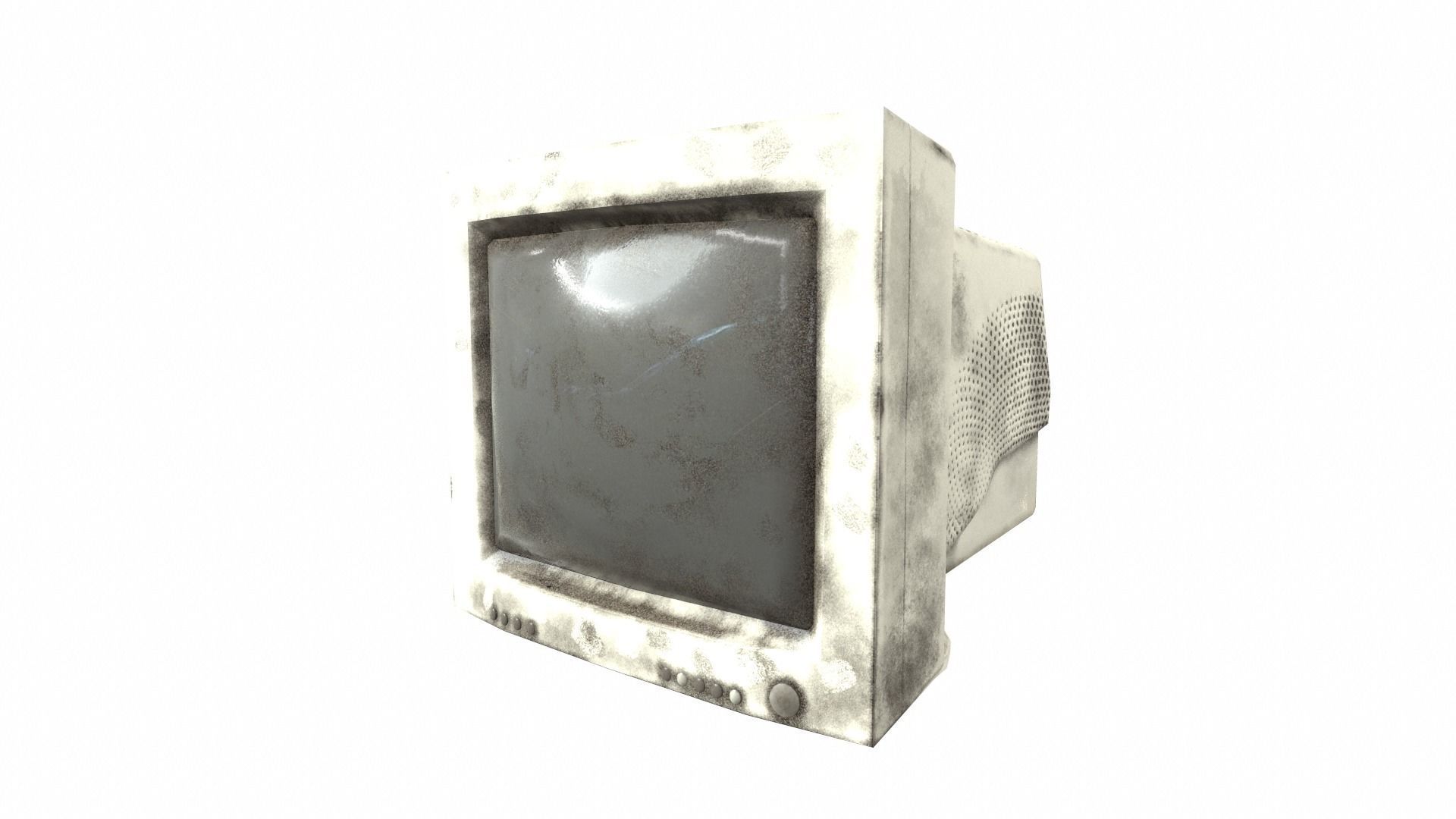 Vintage crt tube computer monitor display  da1 Low-poly 3D model_3