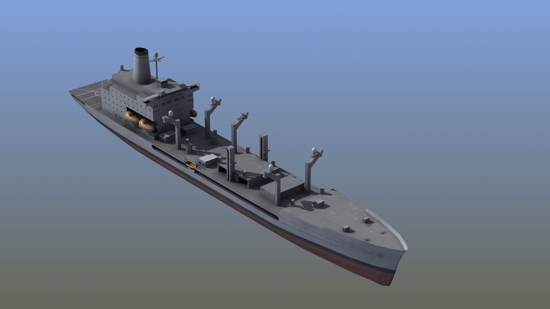USNS Patuxent Oiler T-AO-201 Low-poly 3D model_19