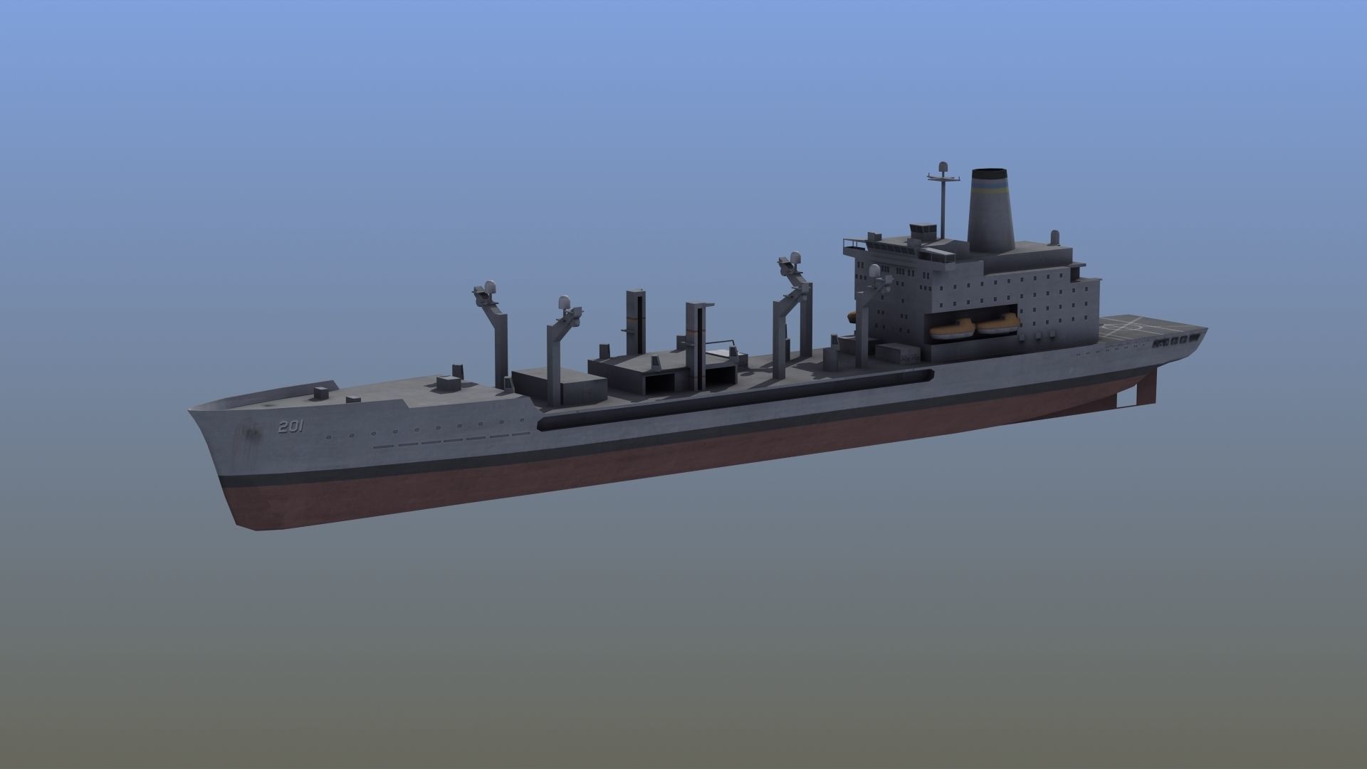 USNS Patuxent Oiler T-AO-201 Low-poly 3D model_2