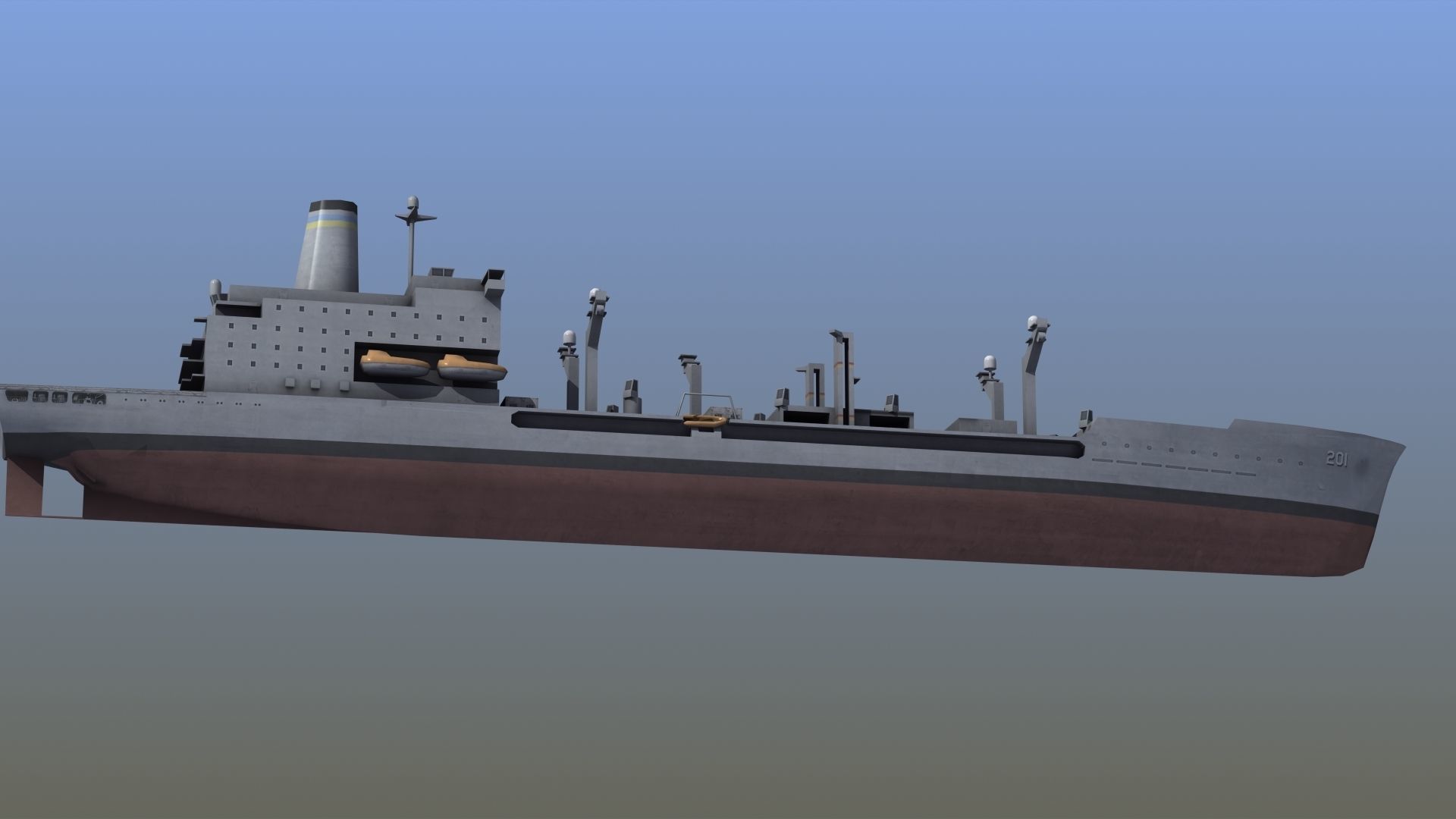 USNS Patuxent Oiler T-AO-201 Low-poly 3D model_7