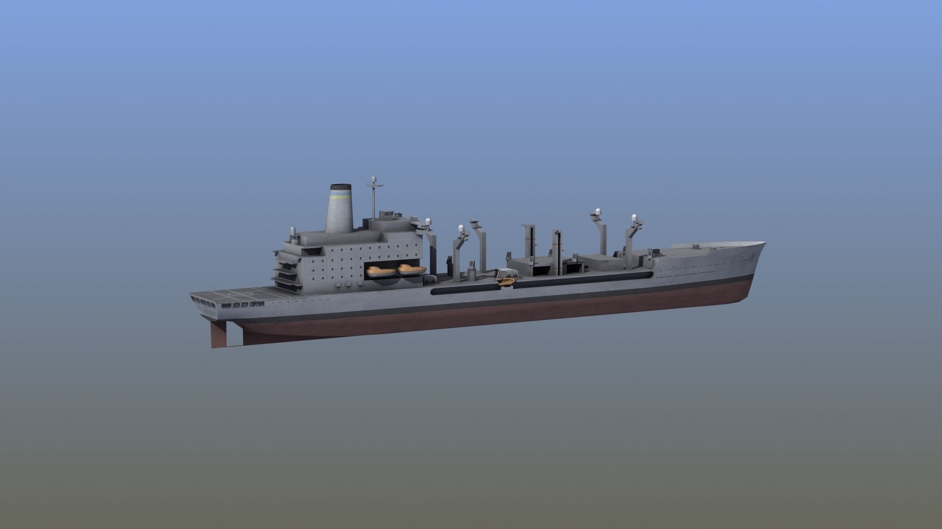 USNS Patuxent Oiler T-AO-201 Low-poly 3D model_10