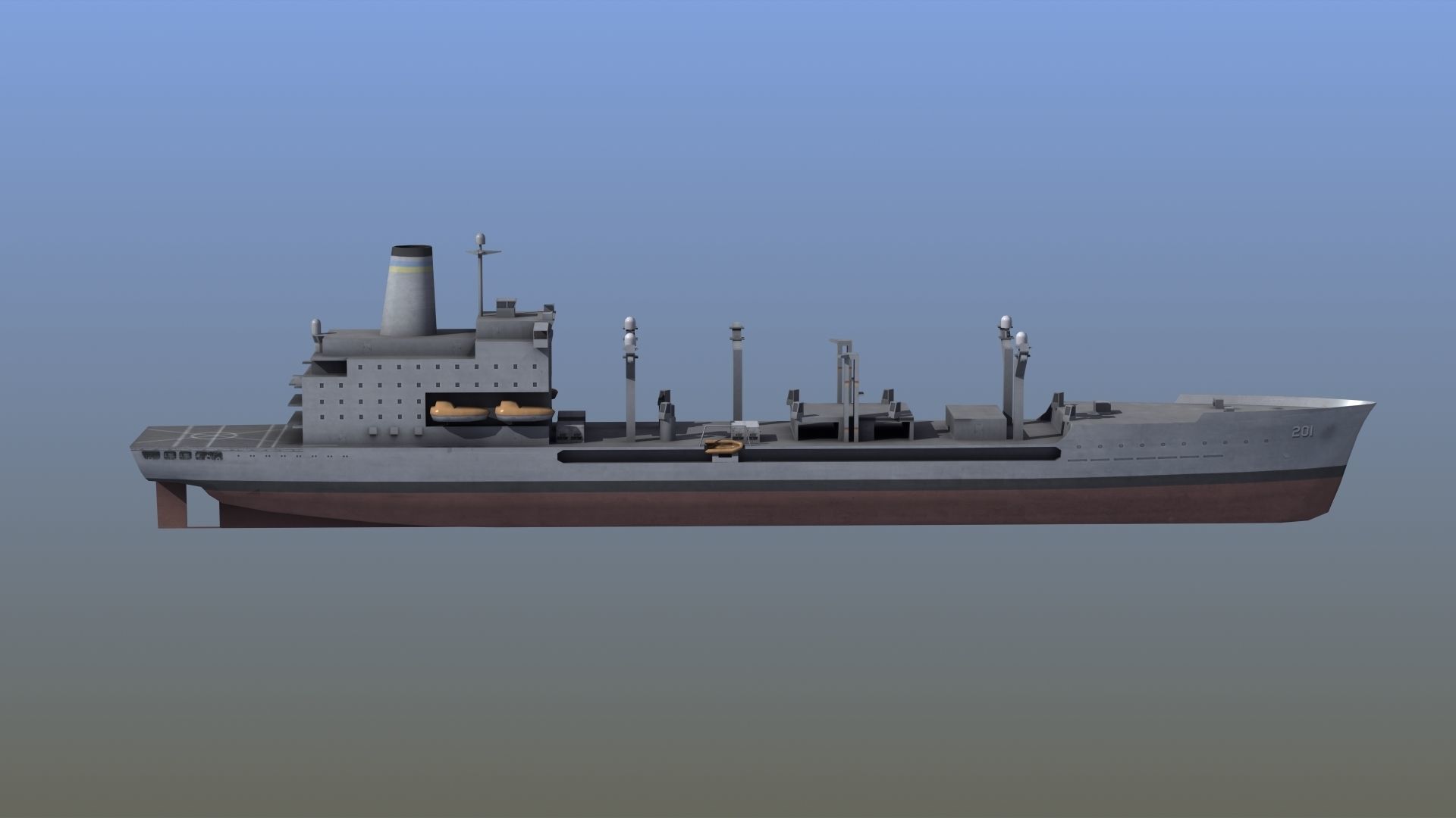 USNS Patuxent Oiler T-AO-201 Low-poly 3D model_9