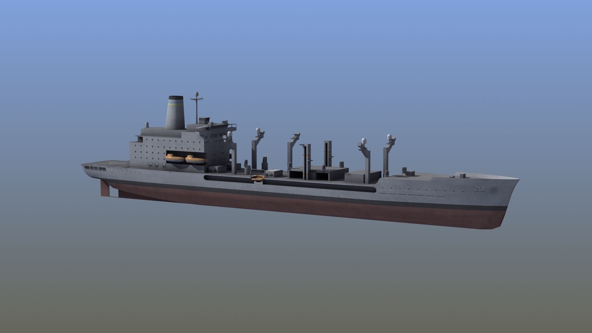 USNS Patuxent Oiler T-AO-201 Low-poly 3D model_8