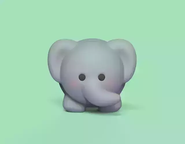 Round Baby Elephant 3D print model