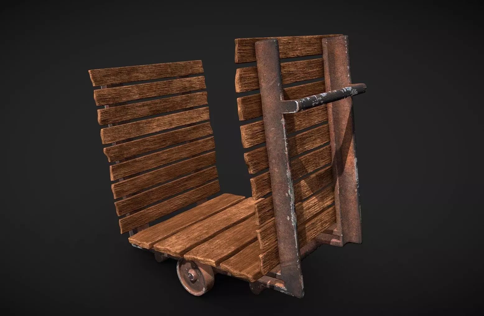 Wood Trolley  3D model_0