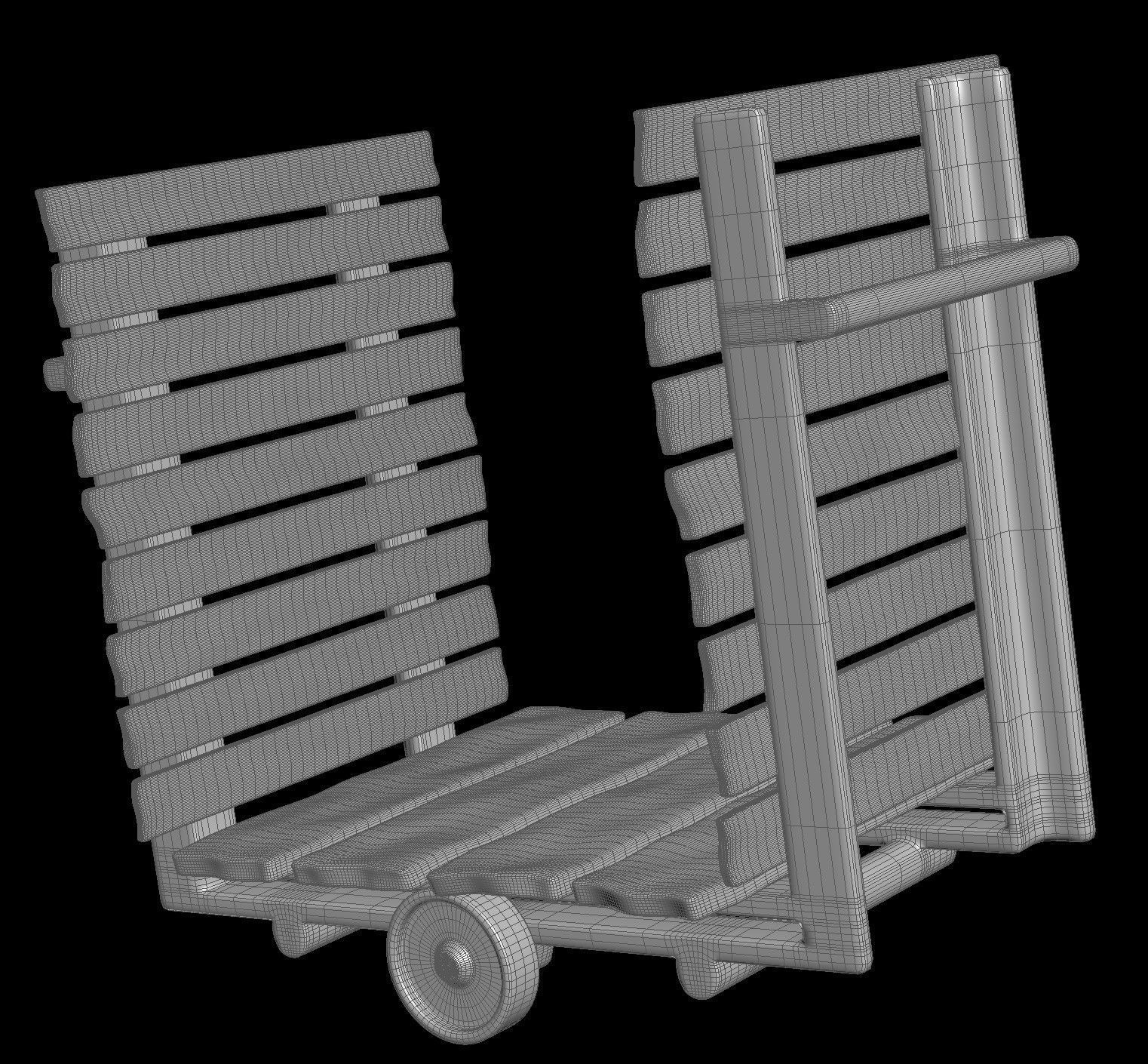Wood Trolley  3D model_1