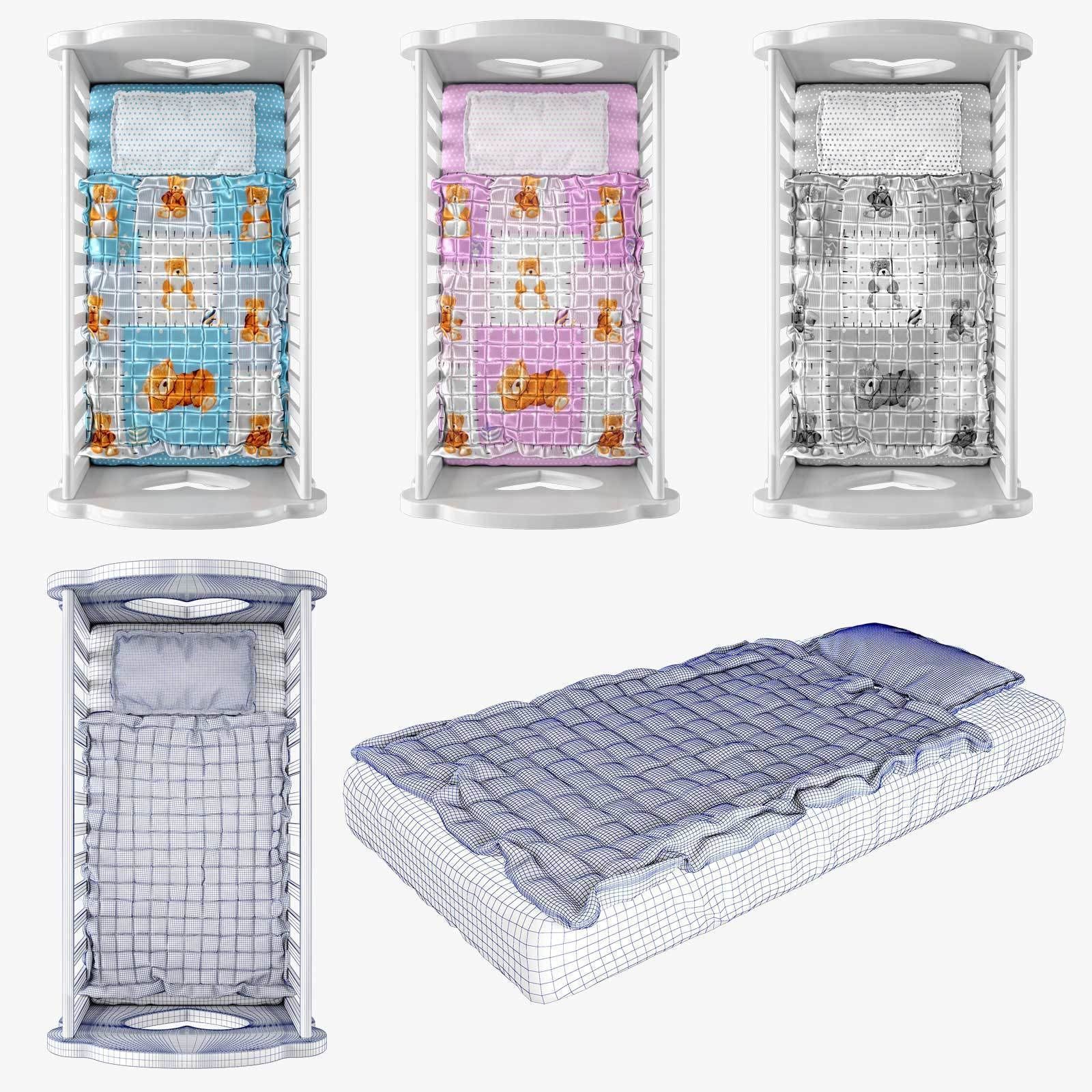 Crib Stella with Canopy 3D model_8