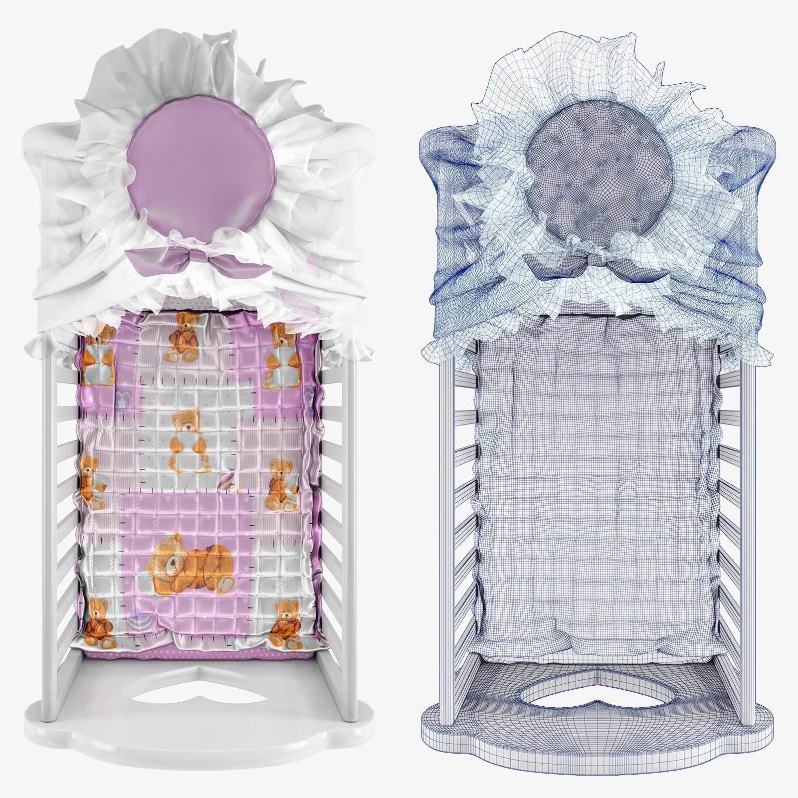 Crib Stella with Canopy 3D model_10