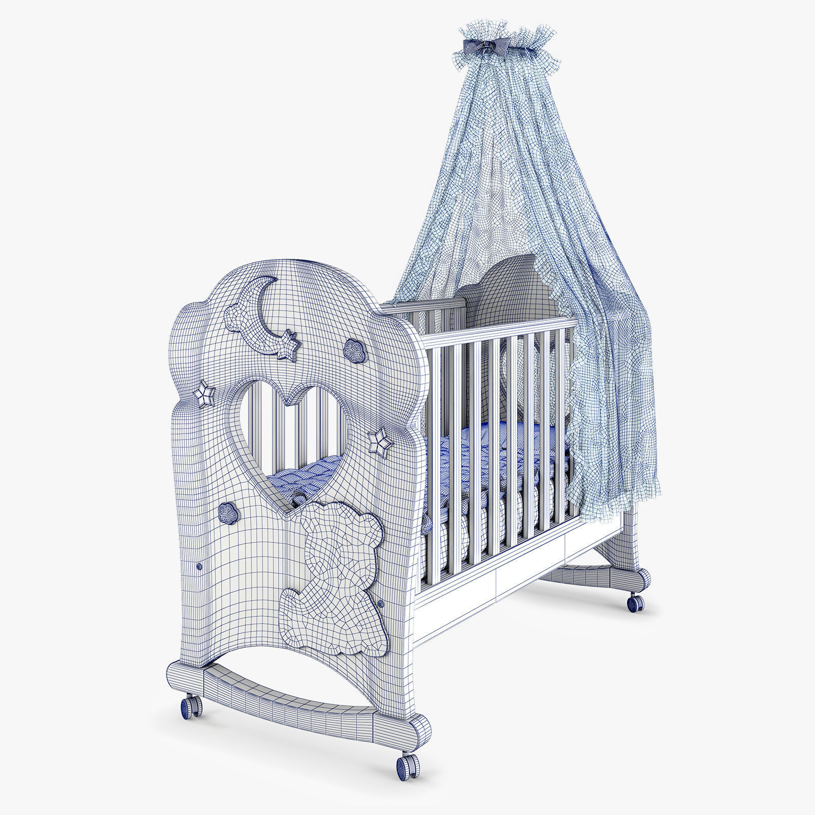 Crib Stella with Canopy 3D model_2