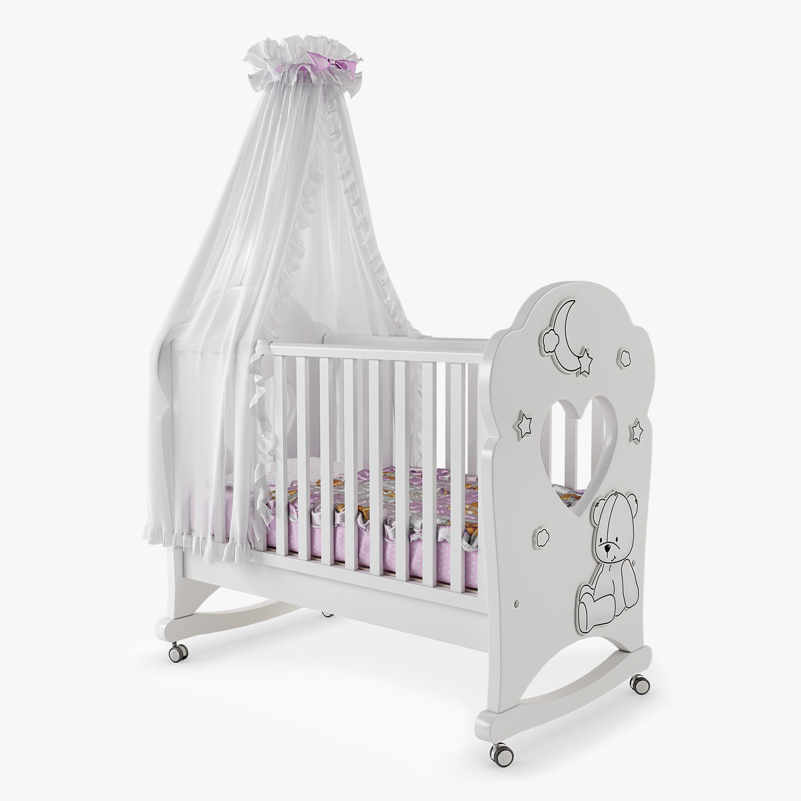 Crib Stella with Canopy 3D model_4