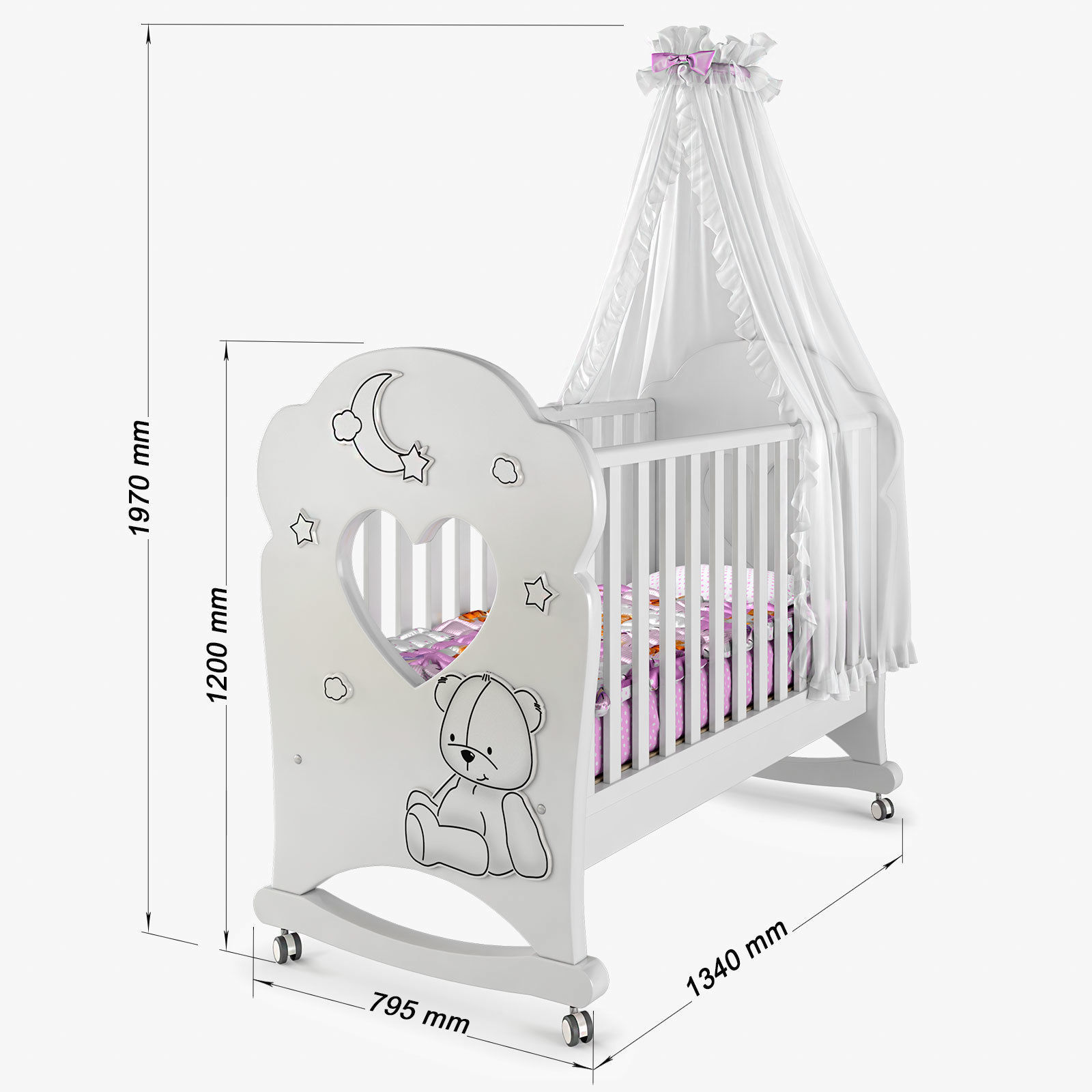 Crib Stella with Canopy 3D model_7