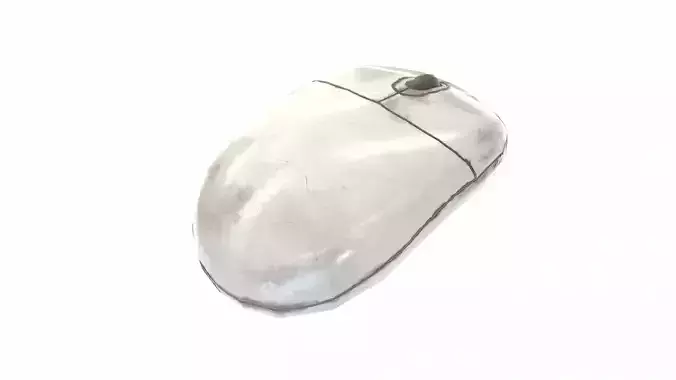 White retro vintage old rollder ball pc mouse da1 Low-poly 3D model