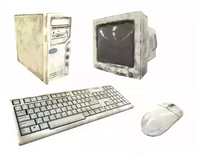 White retro vintage old pc desktop da1 3D Model Collection