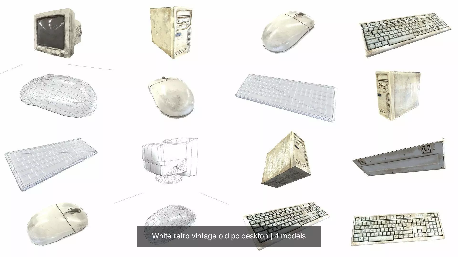 White retro vintage old pc desktop da1 3D Model Collection_1