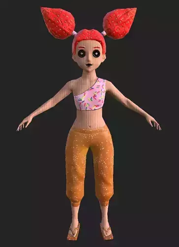 Cartoon toy girl Low-poly 3D model
