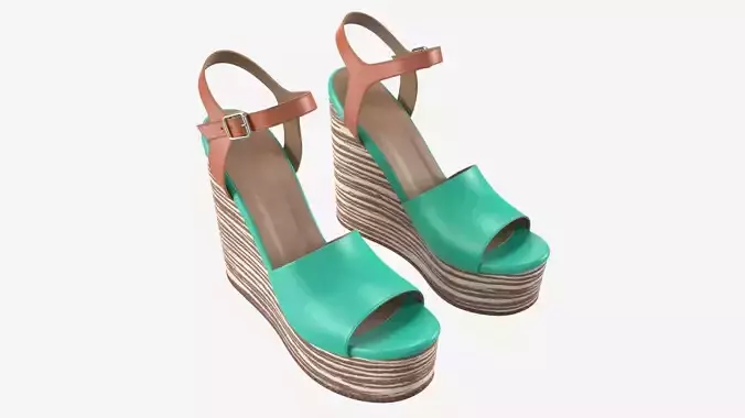 Turquoise women shoes 3D model