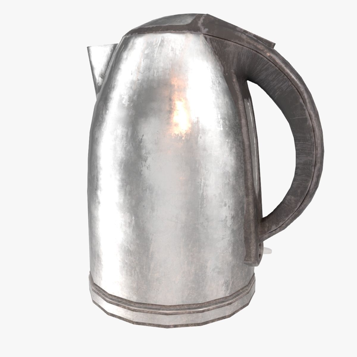 Steel scratched modern electric kettle da1 Low-poly 3D model_1