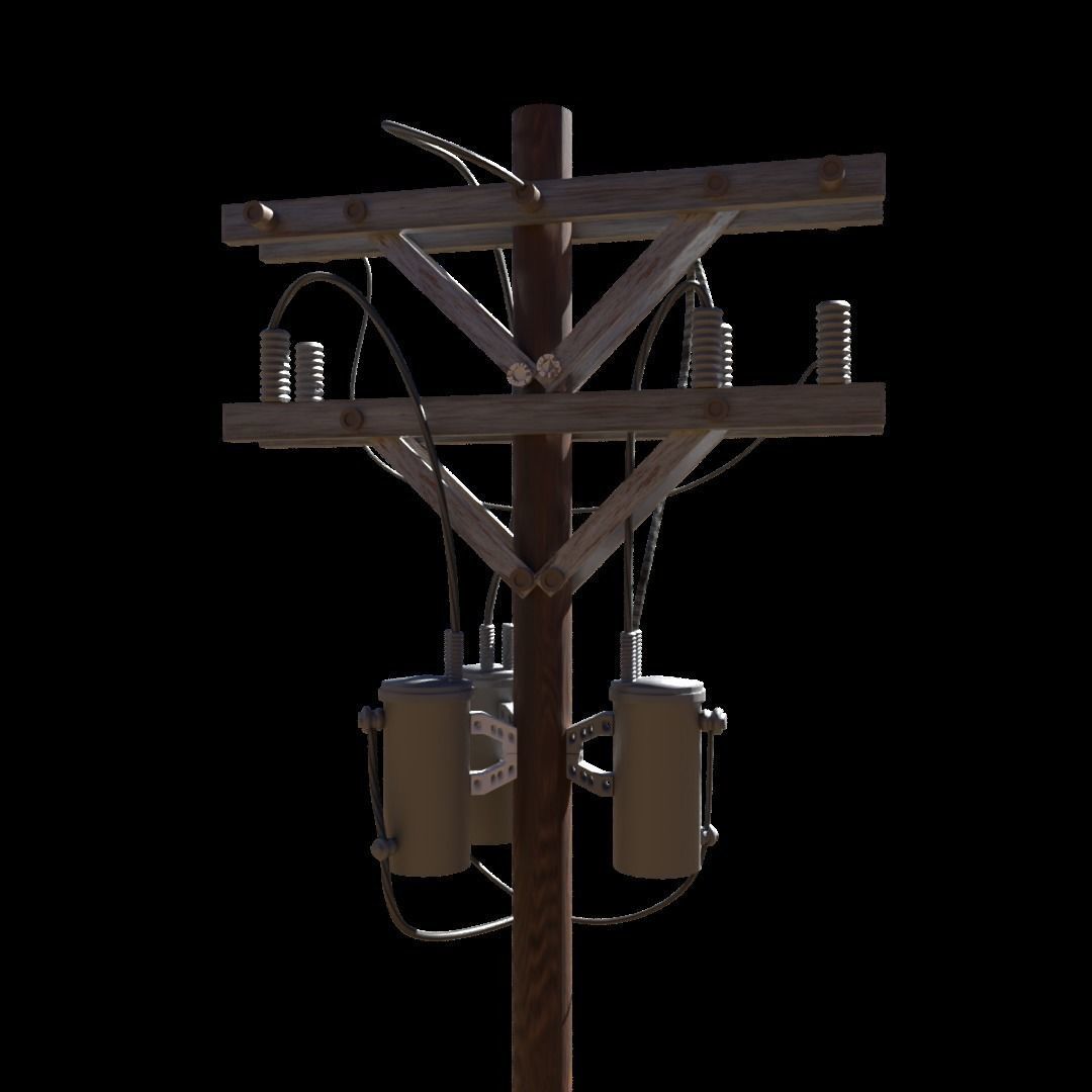 Low Poly Electric Post 3d Model 3D model_9
