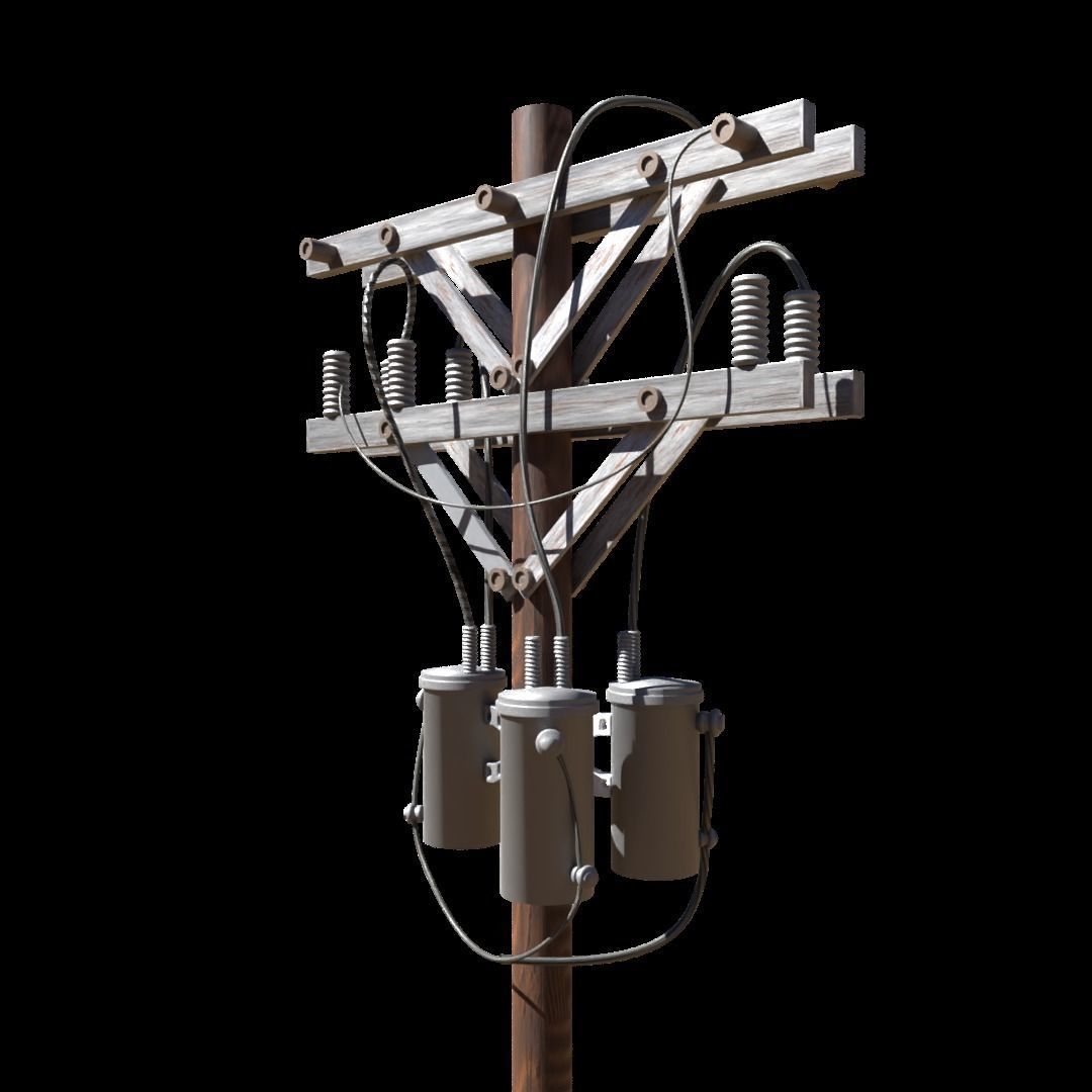 Low Poly Electric Post 3d Model 3D model_2