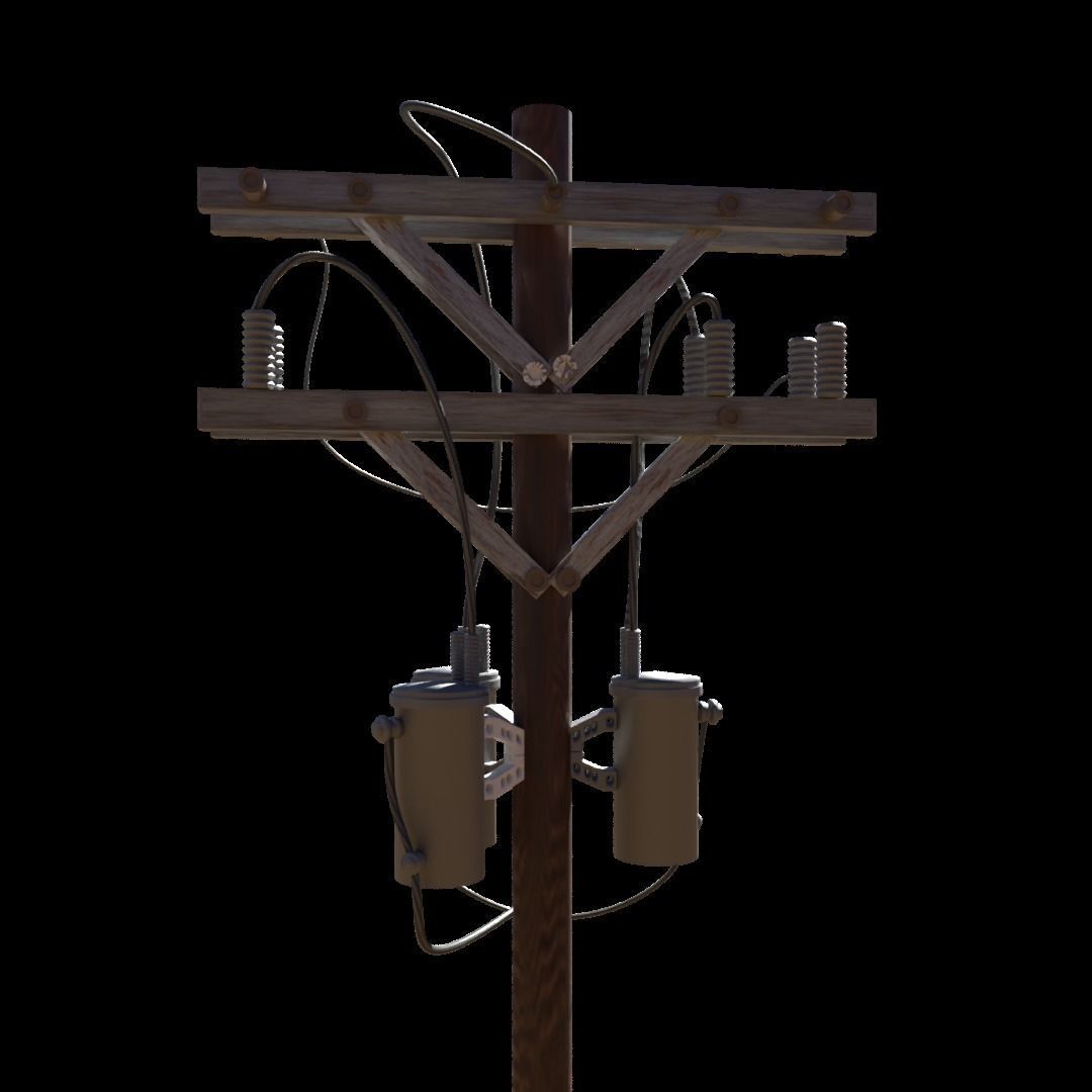 Low Poly Electric Post 3d Model 3D model_8