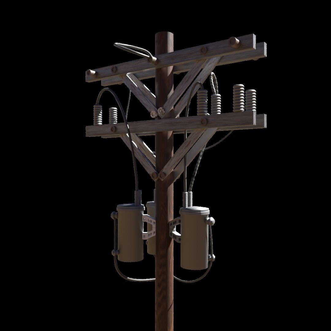 Low Poly Electric Post 3d Model 3D model_10