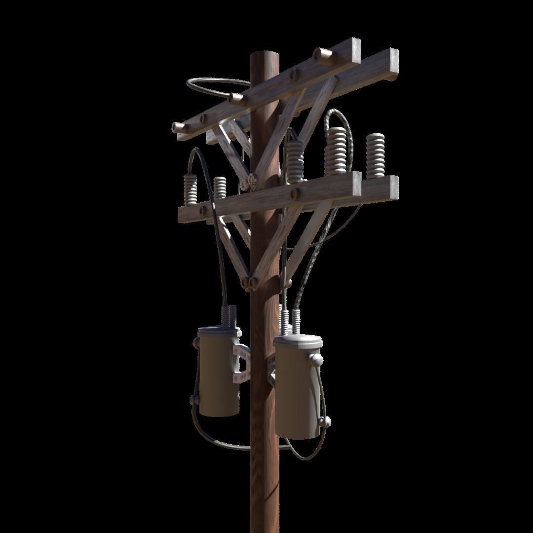 Low Poly Electric Post 3d Model 3D model_11