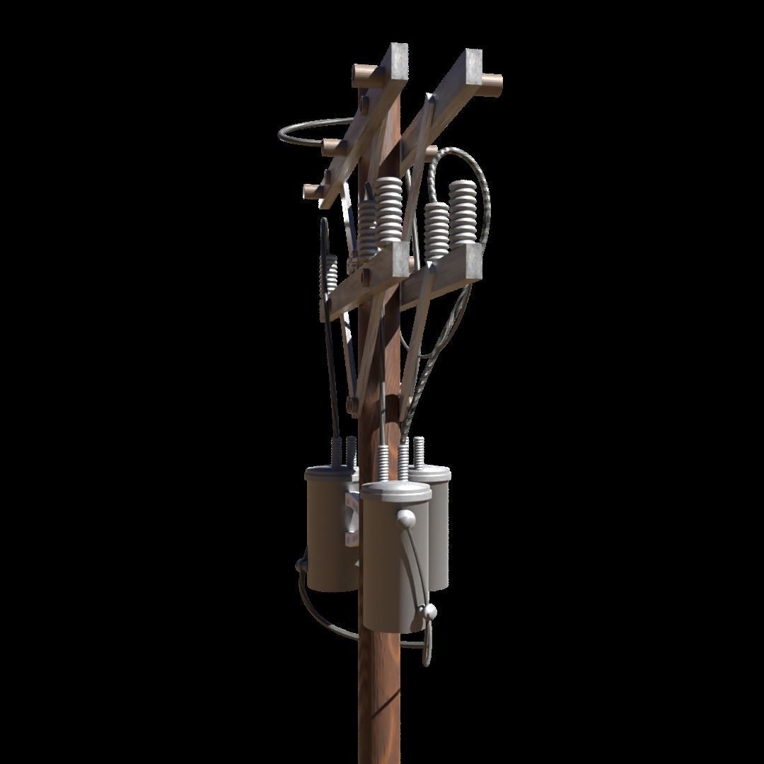 Low Poly Electric Post 3d Model 3D model_12